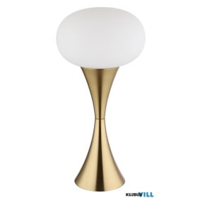   GLOBO 21027M LULA Asztali lámpa, fém sárgaréz színű matt, fehér üveg, kábel PV