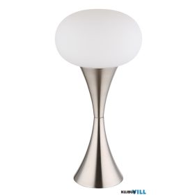   GLOBO 21027N LULA Asztali lámpa, fém nikkel matt, fehér üveg, kábel PVC fekete