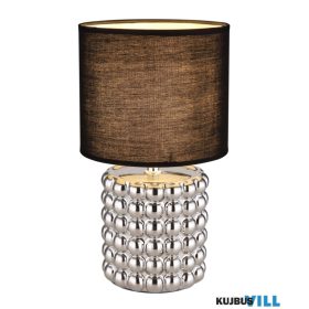   GLOBO 21626C VALENTINO Asztali lámpa kerámia krómozott, textil fekete, kábel PVC fe