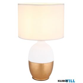   GLOBO 21627W VALENTINO Asztali lámpa fehér kerámia, arany színű kerámia, fehér text