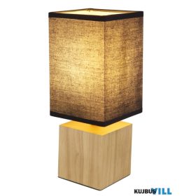   GLOBO 21628B VALENTINO Asztali lámpa natúr fa, fekete textil, fekete PVC kábel, bil