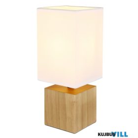   GLOBO 21628W VALENTINO Asztali lámpa natúr fa, fehér textil, fekete PVC kábel, bill