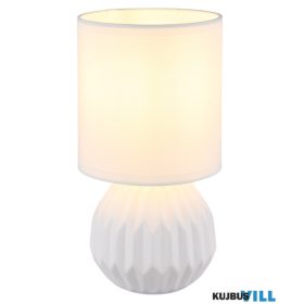   GLOBO 21730W SYLAS Asztali lámpa, kerámia fehér, textil fehér, kábel PVC fehér,