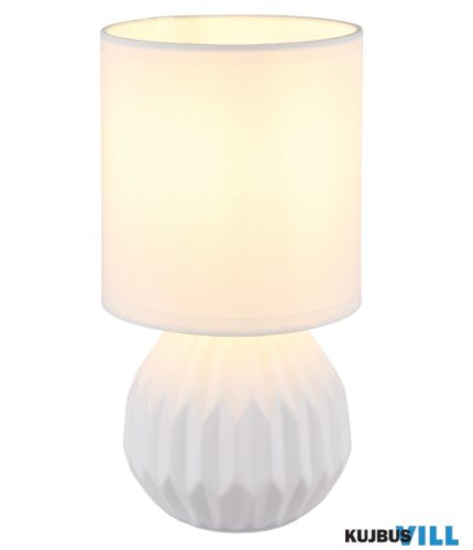 GLOBO 21730W SYLAS Asztali lámpa, kerámia fehér, textil fehér, kábel PVC fehér,