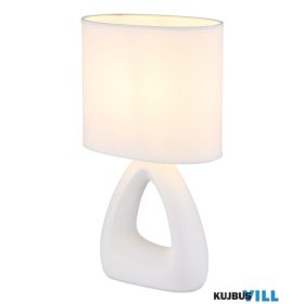   GLOBO 21731W TRIANGLE Asztali lámpa, kerámia fehér, textil fehér, kábel PVC fehér,