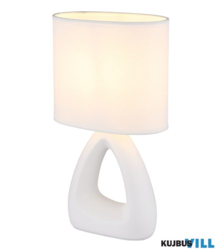 GLOBO 21731W TRIANGLE Asztali lámpa, kerámia fehér, textil fehér, kábel PVC fehér,