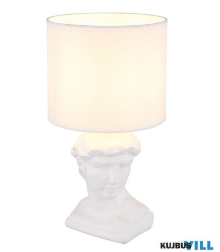 GLOBO 21732W HERMES Asztali lámpa, kerámia fehér, textil fehér, kábel PVC fehér,