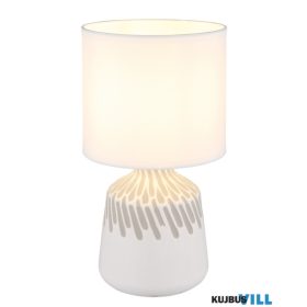   GLOBO 21733W RELA Asztali lámpa, kerámia fehér, textil fehér, kábel PVC fehér,
