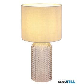   GLOBO 21735G SOFIA Asztali lámpa, üveg szürke, textil szürke, kábel PVC fehér,