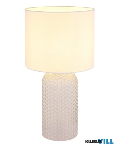 GLOBO 21735W SOFIA Asztali lámpa, üveg fehér, textil fehér, kábel PVC fehér, bi