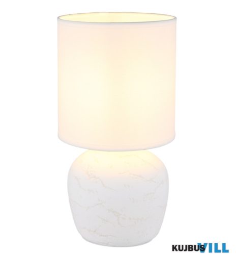 GLOBO 21739W MARBLE Asztali lámpa, kerámia fehér, textil fehér, kábel PVC fehér,