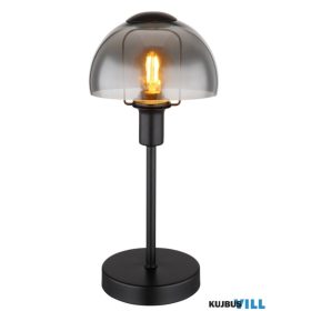   GLOBO 21914B KOKKINI Asztali lámpa fém fekete matt, füstszínű üveg búra, fekete P