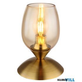   GLOBO 24007M KUWAITA Asztali lámpa fém sárgaréz színű matt, borostyán színű üveg