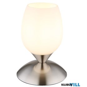   GLOBO 24007N KUWAITA Asztali lámpa fém nikkel matt, fehér színű üveg búra, fekete