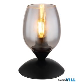   GLOBO 24007S KUWAITA Asztali lámpa fém fekete matt, füstszínű üveg búra, fekete P