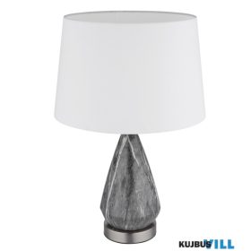   GLOBO 24147W KISA Asztali lámpa fém nikkel matt, fehér textil, kábel textil fe