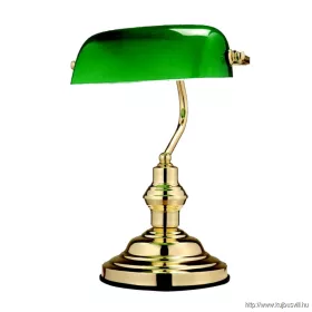   GLOBO 2491 ANTIQUE Asztali banklámpa, réz, zöld üveg ,LxH:250x190x360, exkl. 1x