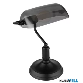  GLOBO 2491B ANTIQUE Asztali lámpa fém fekete matt, füstszínű üveg, fekete PVC ká