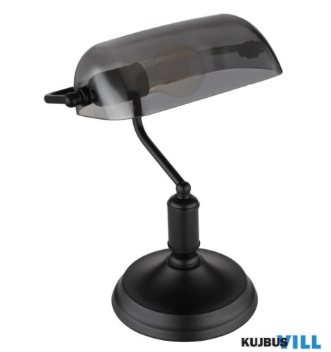 GLOBO 2491B ANTIQUE Asztali lámpa fém fekete matt, füstszínű üveg, fekete PVC ká
