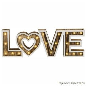   GLOBO 29976 LOVE Asztali lámpa fa,akril, exkl. 3xAA elem, MxSzxH:300x32x100,