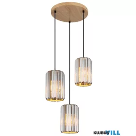   GLOBO 30229346 RUN Függőlámpa, fém fa megjelenésű, füstszínű K5 kristályok, káb