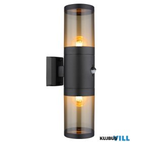   GLOBO 32014-2BSS XELOO Kültéri lámpa rozsdamentes acél matt fekete, füstszínű  műan