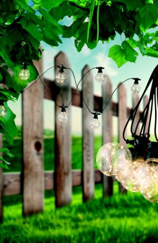 GLOBO 34090N ALMAGA LED fényfüzér, fekete műanyag, akril átlátszó gömbök Erős fé