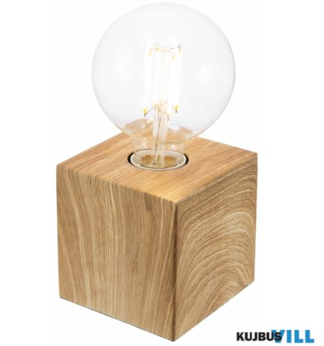 GLOBO 502401466X LEONIE Asztali lámpa fa barna matt, fa világos tölgyfa, HxSzxM: 100x100x100mm, 1x E27 40W 230V izzó nélkül