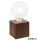 GLOBO 502401476X LEONIE Asztali lámpa fém matt fa megjelenés, érintés be/ki kapcsoló, HxSzxM: 100x100x100mm, 1x E27 40W 230V izzeó nélkül