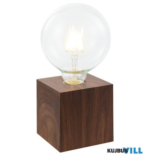 GLOBO 502401476X LEONIE Asztali lámpa fém matt fa megjelenés, érintés be/ki kapcsoló, HxSzxM: 100x100x100mm, 1x E27 40W 230V izzeó nélkül