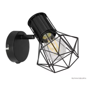   GLOBO 54017-1 PRISKA Spotlámpa fém fekete rácsos búrával. Kapcsolóval szerelve.