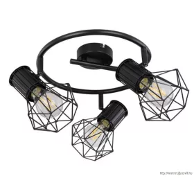   GLOBO 54017-3 PRISKA Spotlámpa fém fekete rácsos búrával.