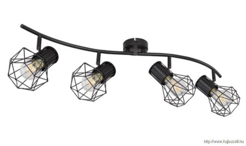 GLOBO 54017-4 PRISKA Spotlámpa fém fekete rácsos búrával. HxSZxM:800x225x190, exk