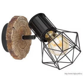   GLOBO 54017W-1 PRISKA Spotlámpa fém fekete, műanyag fa megjelenés, fém fekete, SZx