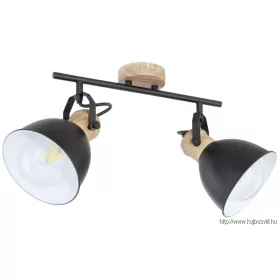   GLOBO 54018-2S WIHO Spotlámpa fém, fekete barna fa mintázatú dekorral. HxSZxM:35
