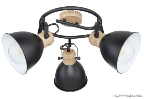 GLOBO 54018-3S WIHO Spotlámpa fém, fekete barna fa mintázatú dekorral. Ø:500, H: