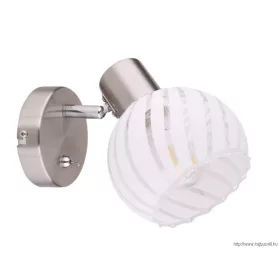   GLOBO 54025-1 WILLY Spotlámpa matt króm fém és fehér szatén üveg búrával. BxH:13