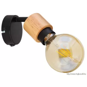   GLOBO 54031-1 JORNA Spotlámpa fém matt fekete váz, fa betéttel kombinálva. SZxM: