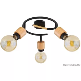   GLOBO 54031-3 JORNA Spotlámpa fém matt fekete váz, fa betéttel kombinálva. Ø:405
