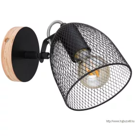   GLOBO 54034-1 JOSINA Spotlámpa fém fekete barna fa dekorral. Fekete fémrács búráv