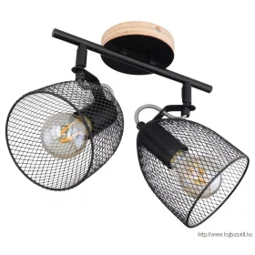   GLOBO 54034-2 JOSINA Spotlámpa fém fekete barna fa dekorral. Fekete fémrács búráv