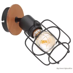   KIFUTÓ GLOBO 54037-1 WILLA Spotlámpa fém fekete, barna fa dekorral.1XE27