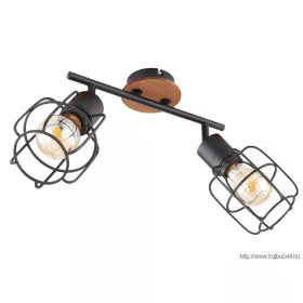  KIFUTÓ GLOBO 54037-2 WILLA Spotlámpa fém fekete, barna fa dekorral.2XE27
