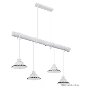   GLOBO 54050-4H JOWITA Függeszték fém fehér alaplap, fehér fa áthidalóval, kerámia