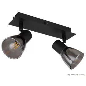   GLOBO 54307-2 CLAUDE Spotlámpa fém fekete matt, füstölt üveg, billenőkapcsolóval