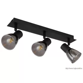  GLOBO 54307-3 CLAUDE Spotlámpa matt fekete fém, füstölt üveg, HxSzxM.: 400x70x155