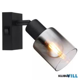   GLOBO 54308-1 HUBERTUS Spotlámpa fém fekete matt, füstszínű  üveg, átlátszó gradien