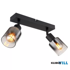   GLOBO 54308-2 HUBERTUS Spotlámpa fém fekete matt, füstszínű  üveg, átlátszó gradien