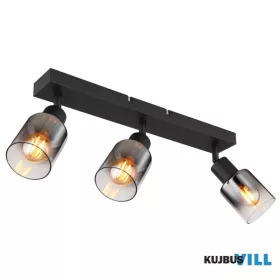   GLOBO 54308-3 HUBERTUS Spotlámpa fém fekete matt, füstszínű  üveg, átlátszó gradien