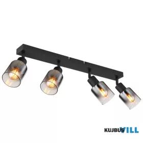   GLOBO 54308-4 HUBERTUS Spotlámpa fém fekete matt, füstszínű  üveg, átlátszó gradien